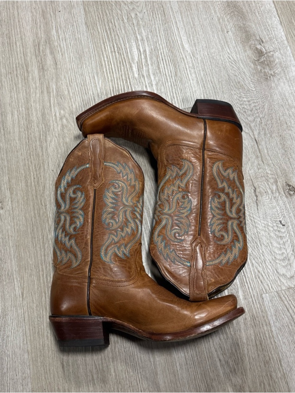 Nocona Women’s Burnished Bluebonnet Cowhide Square Toe Cowboy Boots 5009 Sz 8.5B